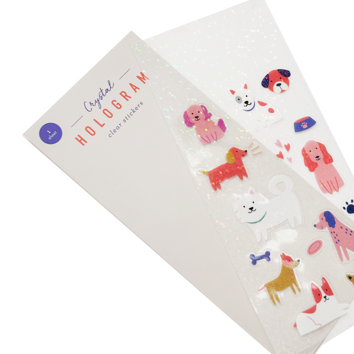 Dogs Crystal Hologram Clear Stickers