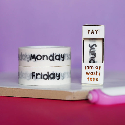 Black and white days of the week washi tape