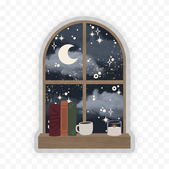 Bookish Midnight Window Vinyl Sticker