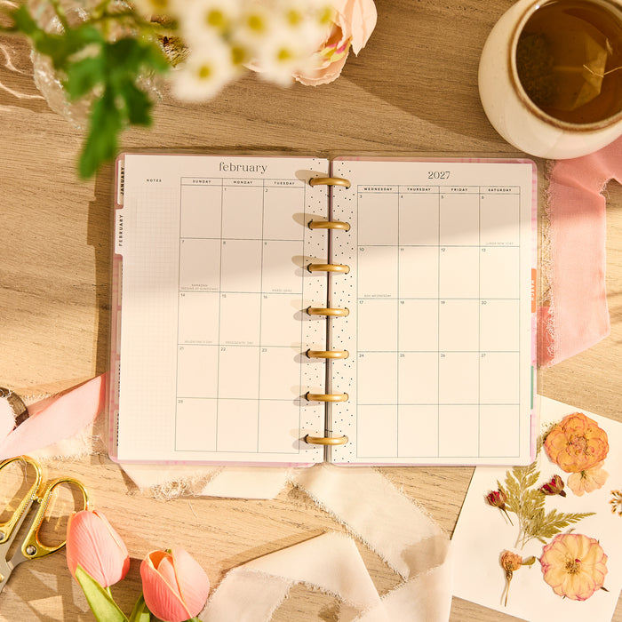 The Happy Planner 2026-2027 'Floral Embrace' MINI 12-Month Planner - Horizontal Layout