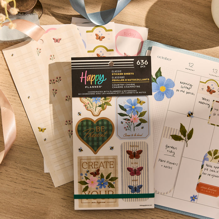 The Happy Planner CLASSIC Value Pack Stickers - Country Charm - 30 Sheets