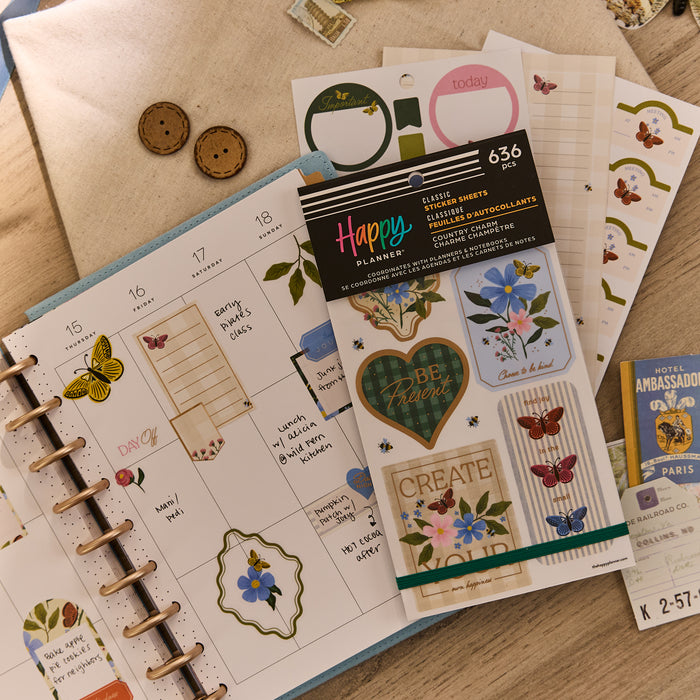 The Happy Planner CLASSIC Value Pack Stickers - Country Charm - 30 Sheets