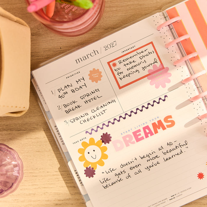 The Happy Planner 2026-2027 'Colour Beat Stripes' CLASSIC 12-Month Planner - Horizontal Layout