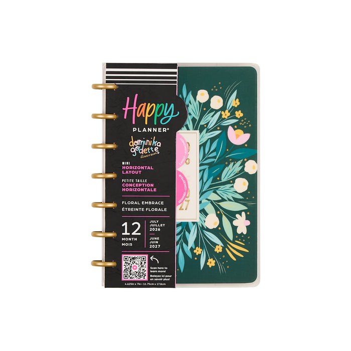 The Happy Planner 2026-2027 'Floral Embrace' MINI 12-Month Planner - Horizontal Layout