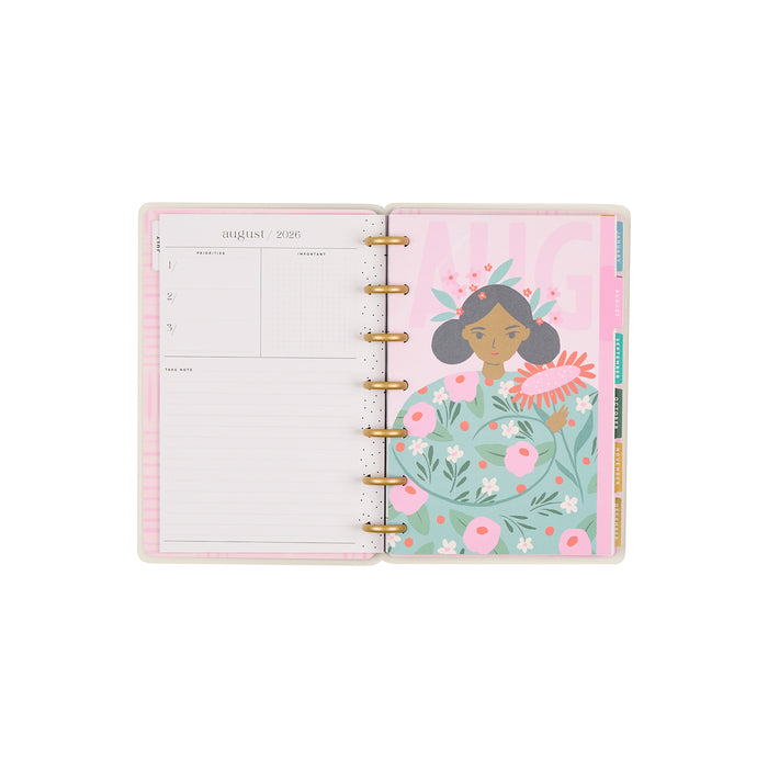 The Happy Planner 2026-2027 'Floral Embrace' MINI 12-Month Planner - Horizontal Layout