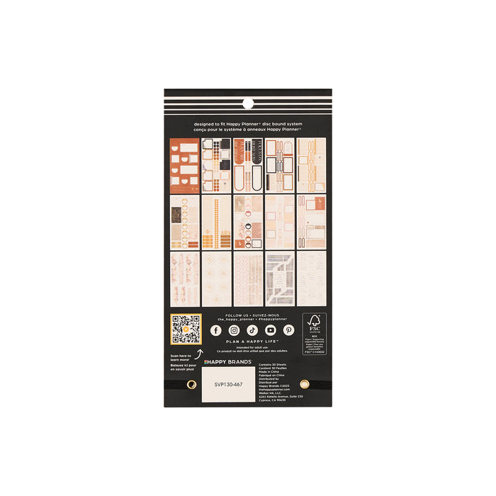 The Happy Planner CLASSIC Value Pack Stickers - Neutral Noir - 30 Sheets