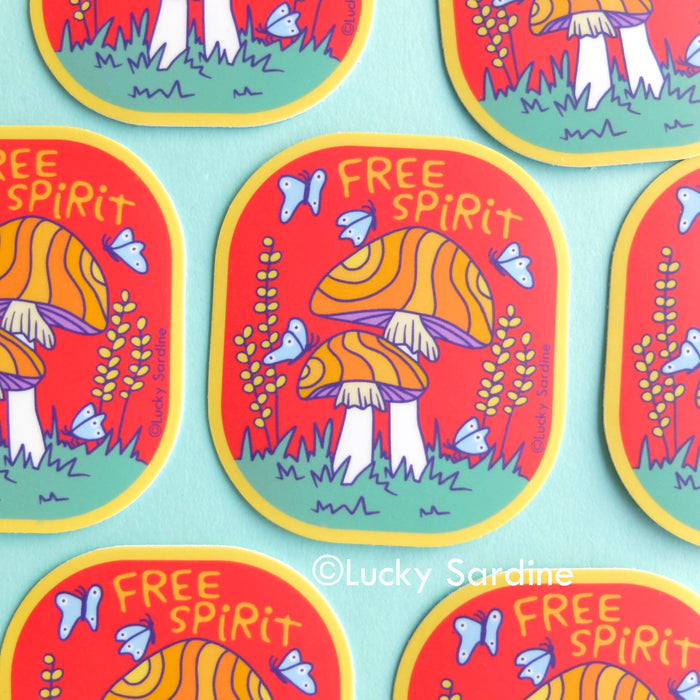 Free Spirit Mushroom & Butterfly Vinyl Sticker