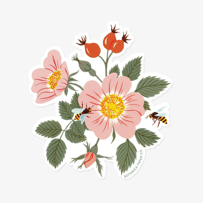 Dog Rose Clear Vinyl Sticker