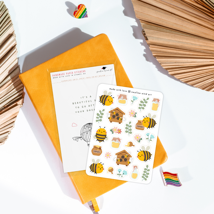 Sticker Sheet - Happy Honey Bee