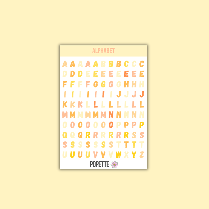 Yellow Alphabet Sticker Sheet