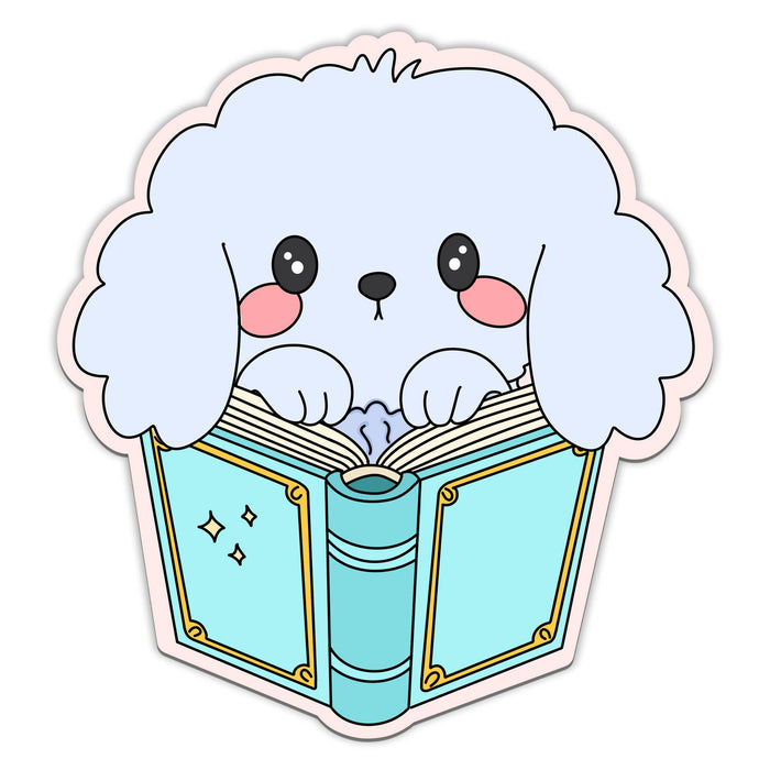 Book Puppy Vinyl Sticker