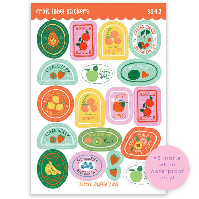 A6 Fruit Label Sticker Sheet