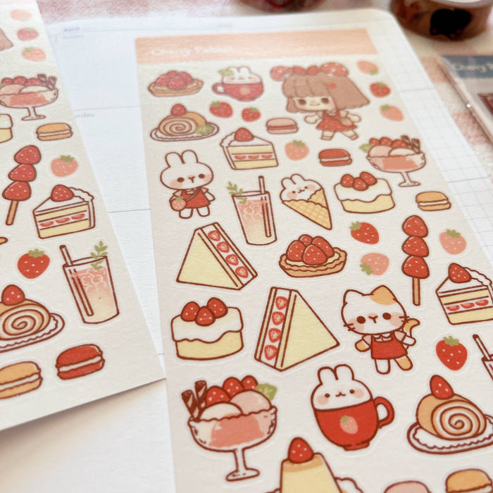 Strawberry Cafe Washi Sticker Sheet