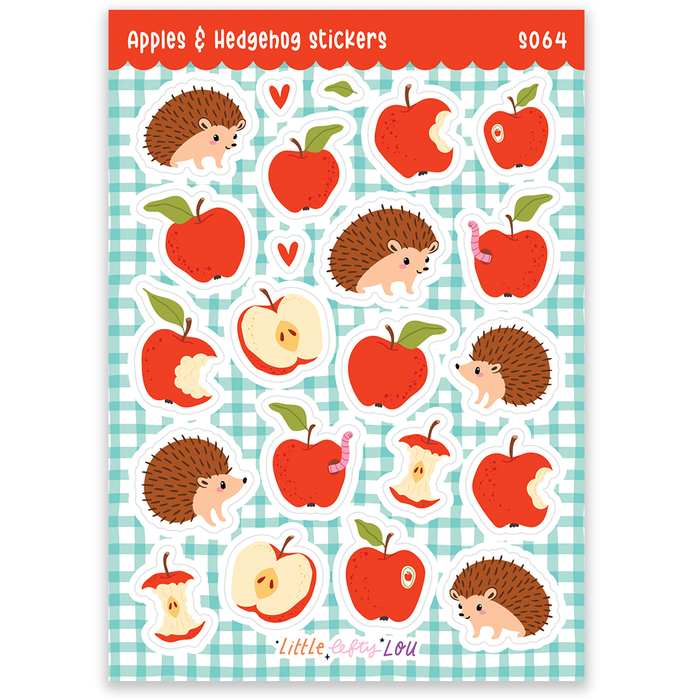 A6 Apples & Hedgehogs Sticker Sheet