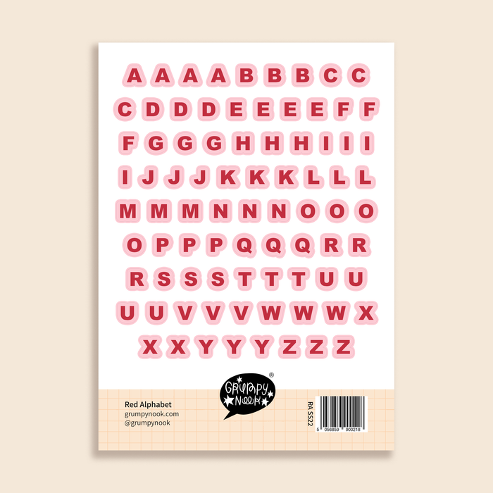 Red Alphabet Sticker Sheet