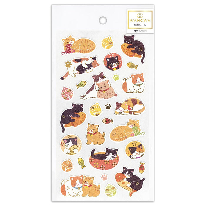 Japanese Paper Foiled Stickers - Japanese Cat