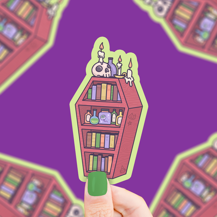 Coffin Bookshelf Vinyl Sticker