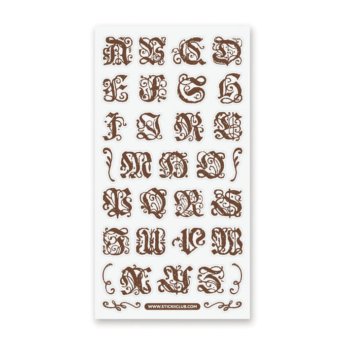 Ornate Alphabet Sticker Sheet