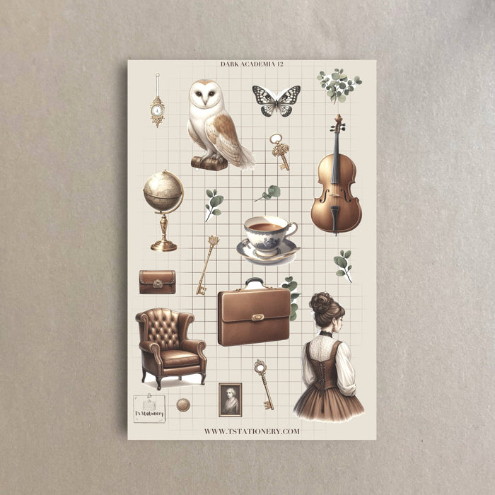 Dark Academia 12 Sticker Sheet