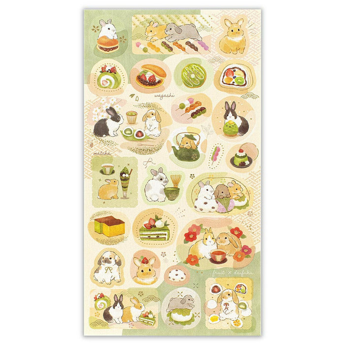 Japanese Paper Foiled Stickers - Rabbit & Japanese Sweets