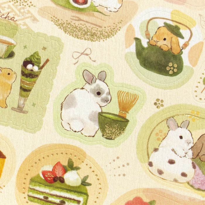 Japanese Paper Foiled Stickers - Rabbit & Japanese Sweets