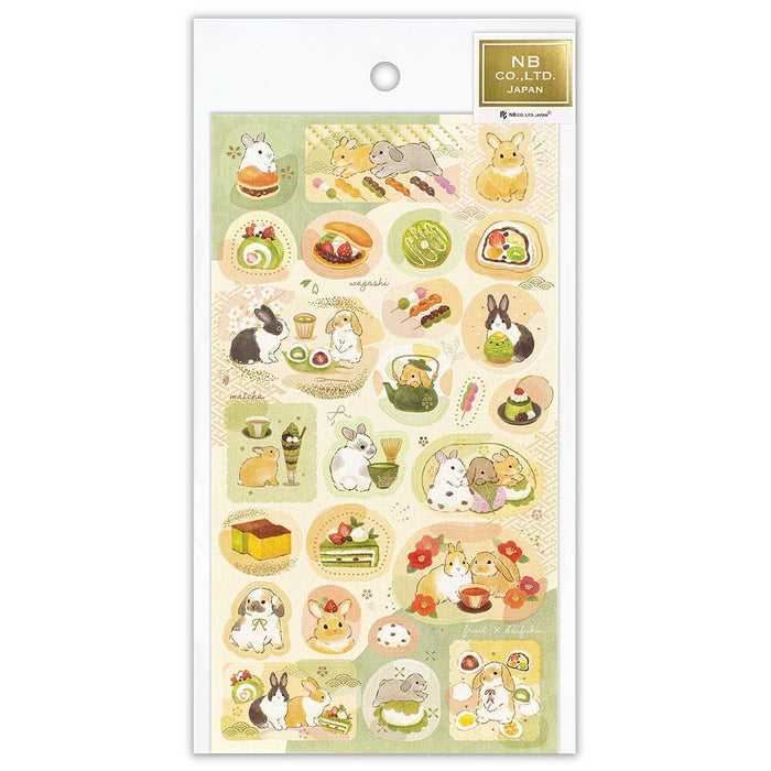 Japanese Paper Foiled Stickers - Rabbit & Japanese Sweets