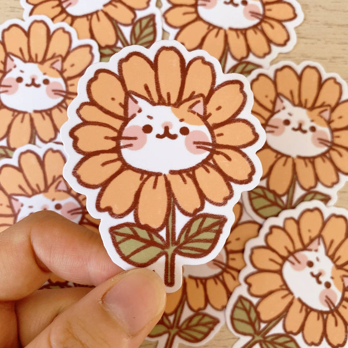 Flower Cat Matte Vinyl Sticker
