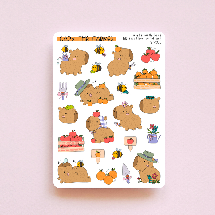 Sticker Sheet - Capy the Farmer