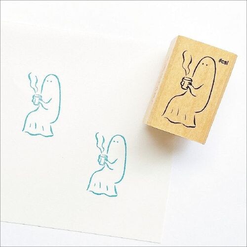 Kodomo No Kao 'I Love Stamp' Series Wood Stamp - Ghost Tea