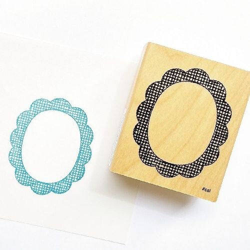 Kodomo No Kao 'I Love Stamp' Series Wood Stamp - Flower Check Frame