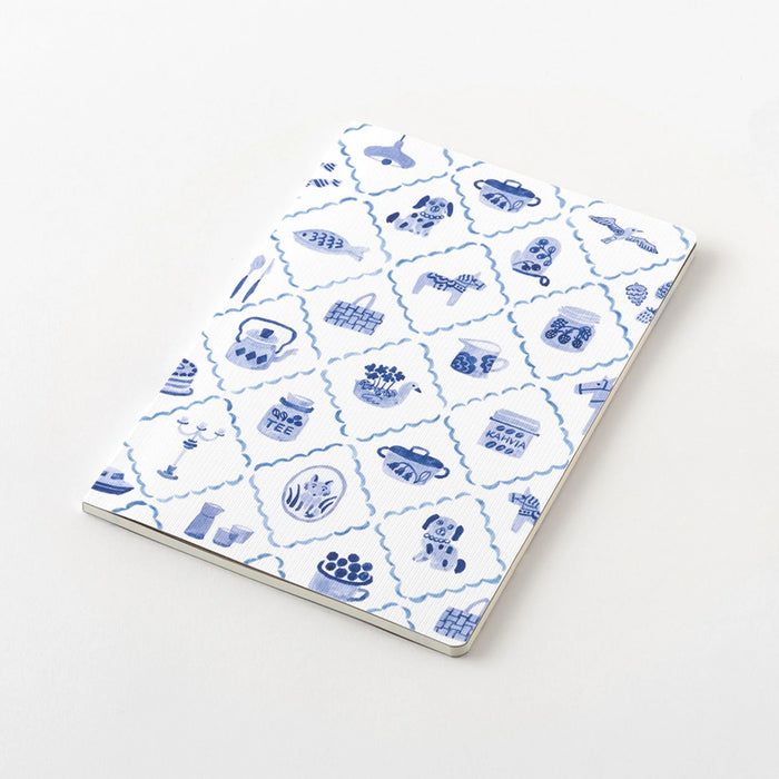 Midori Yuru Log B6 Notebook - Blue Nordic Pattern
