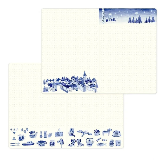 Midori Yuru Log B6 Notebook - Blue Nordic Pattern