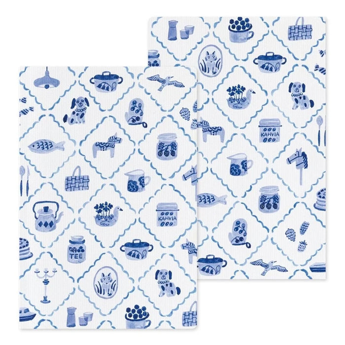 Midori Yuru Log B6 Notebook - Blue Nordic Pattern