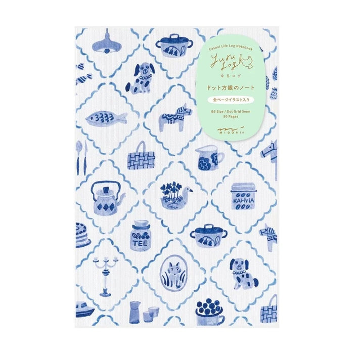 Midori Yuru Log B6 Notebook - Blue Nordic Pattern