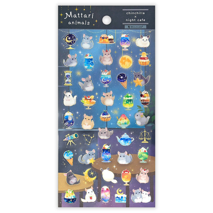 Mattari Animals Clear Stickers - Chinchilla x Night Cafe