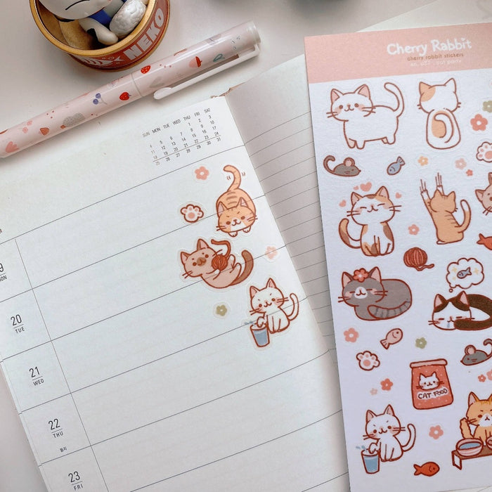 Cat Party Washi Sticker Sheet