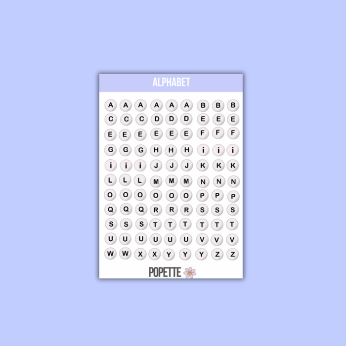 Letter Bead Alphabet Sticker Sheet