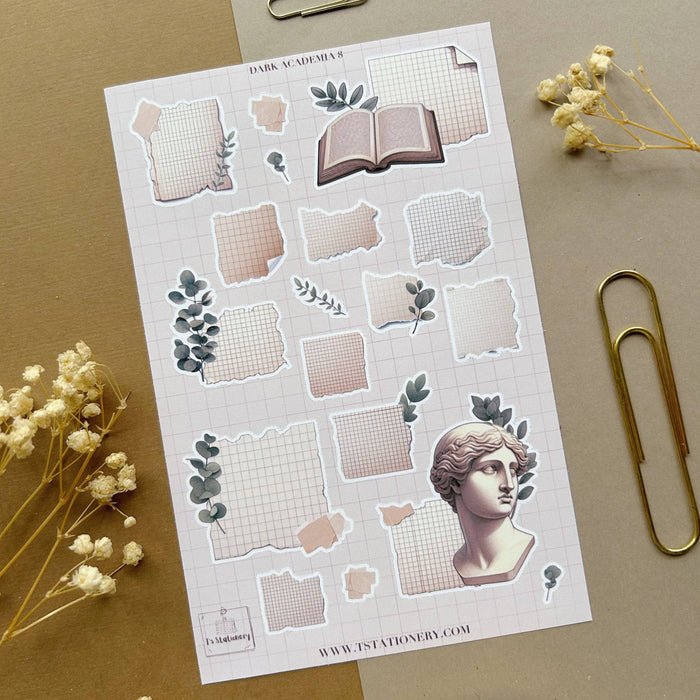 Dark Academia 8 Sticker Sheet