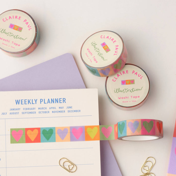 Rainbow Love Hearts Washi Tape
