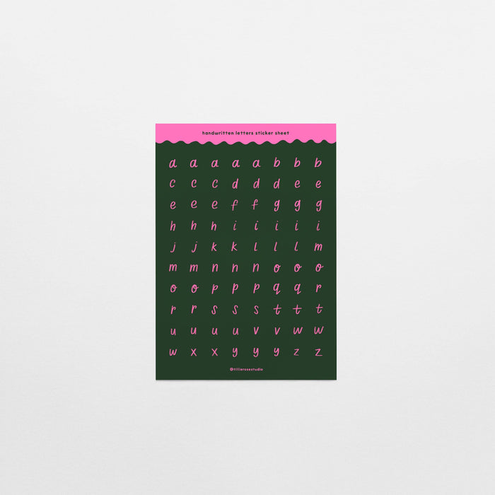 Green and Pink Handwritten Letters Sticker Sheet