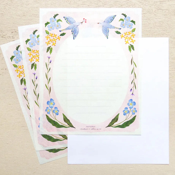 Midori Asano Letter Set - Flower Birds