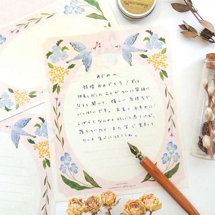Midori Asano Letter Set - Flower Birds