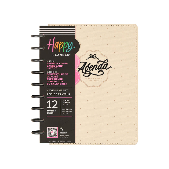 The Happy Planner 2027 'Haven & Heart' Embroidered CLASSIC 12-Month Planner - Dashboard Layout