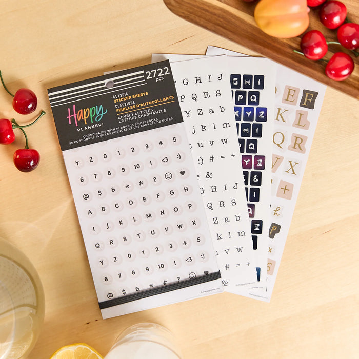 The Happy Planner Value Pack Stickers - Lovely Letters - 30 Sheets