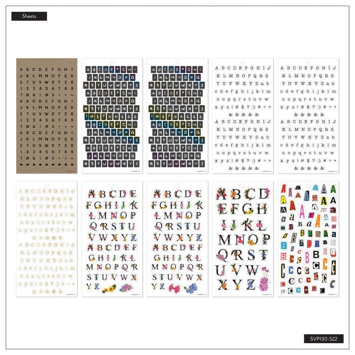 The Happy Planner Value Pack Stickers - Lovely Letters - 30 Sheets