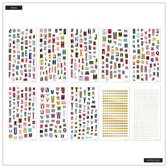 The Happy Planner Value Pack Stickers - Lovely Letters - 30 Sheets