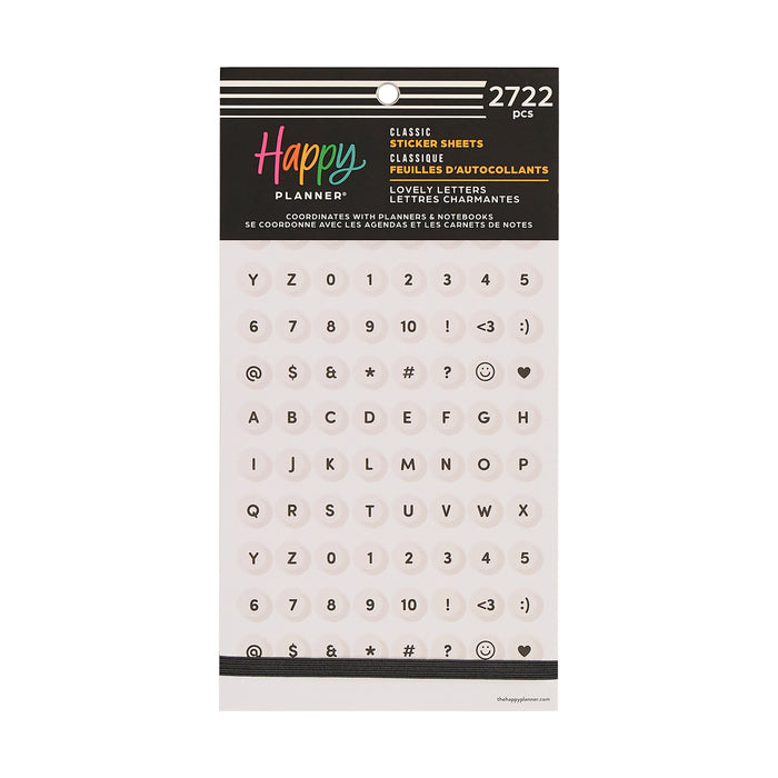 The Happy Planner Value Pack Stickers - Lovely Letters - 30 Sheets