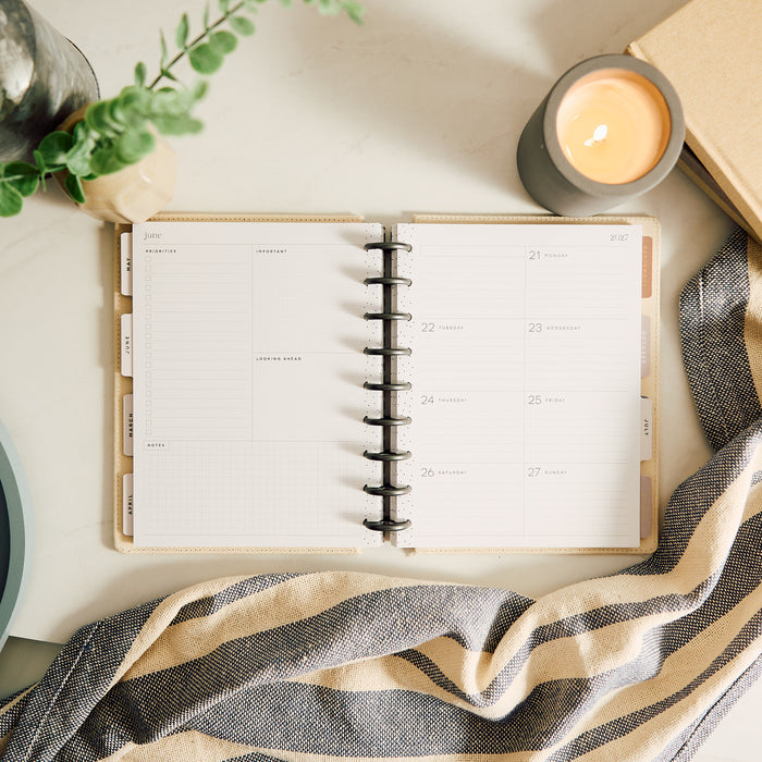The Happy Planner 2027 'Haven & Heart' Embroidered CLASSIC 12-Month Planner - Dashboard Layout