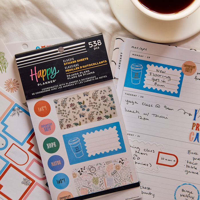 The Happy Planner Value Pack Stickers - Pajama Plans - 30 Sheets