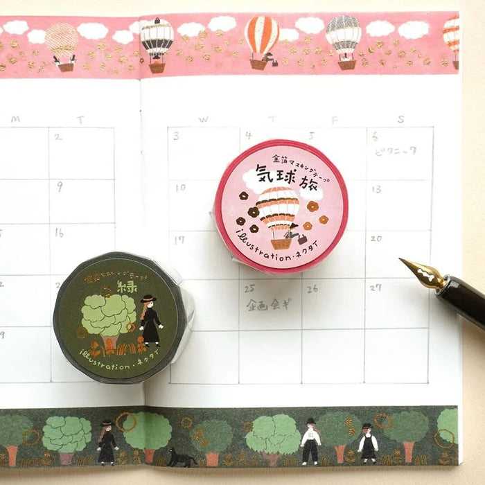 Necktie Foil-Stamped Washi Tape - Balloon Travel